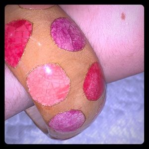NWOT summer pink purple tan polka dot bracelet
